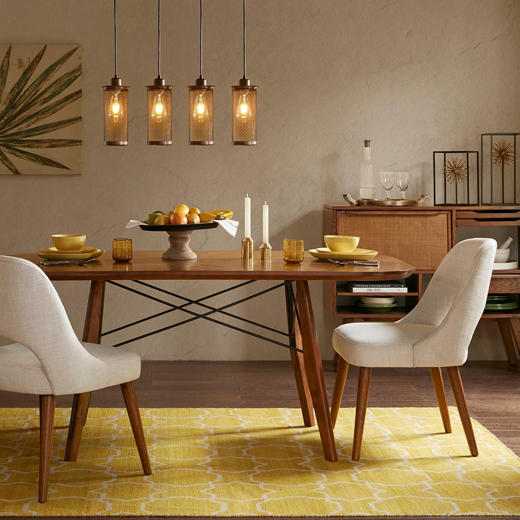 Cream Polyester Dining Chairs Set of 2