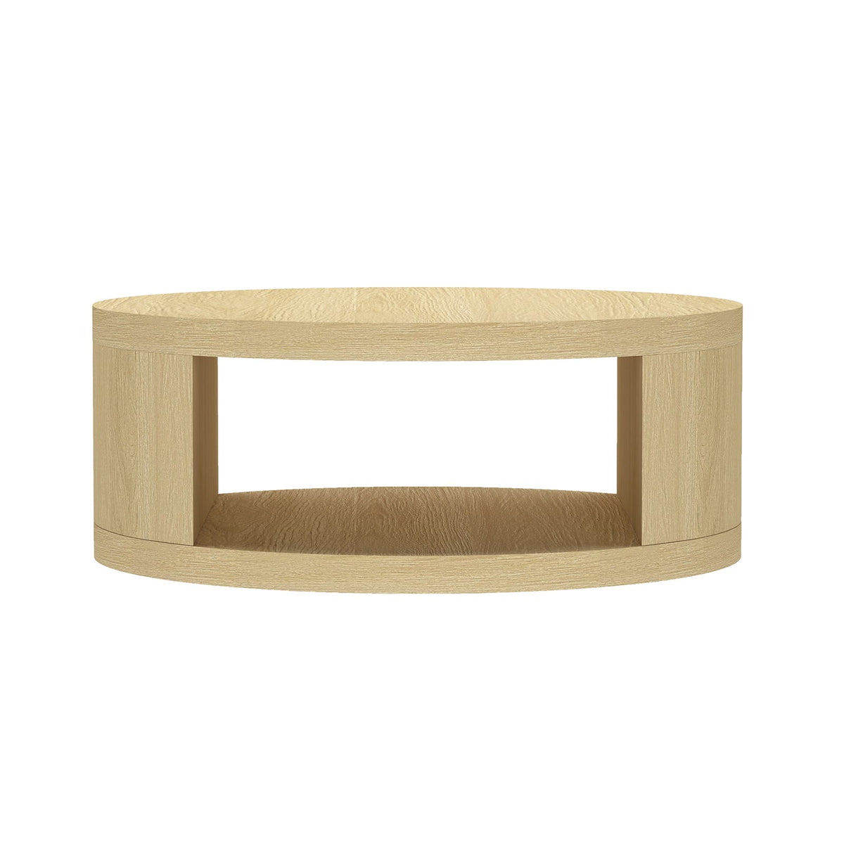 36 Round Oak Coffee Table with Storage