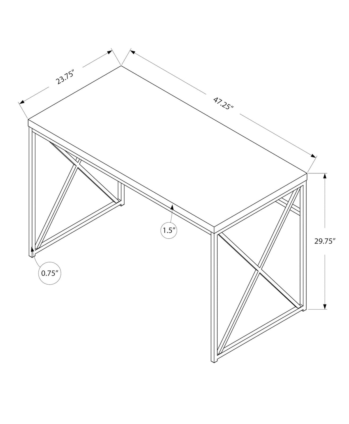 Computer Desk, Beige Laminate Home Office Desk - Black Metal Frame
