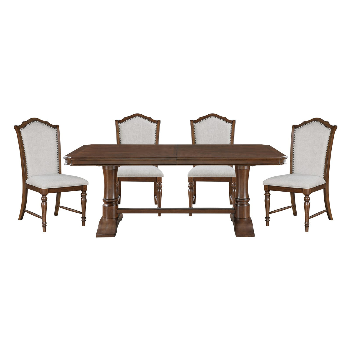 Cherry Wood Dining Table Set Seats 4 with Extension Leaf