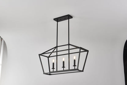 3-Light Farmhouse Kitchen Island Lighting - Matte Black