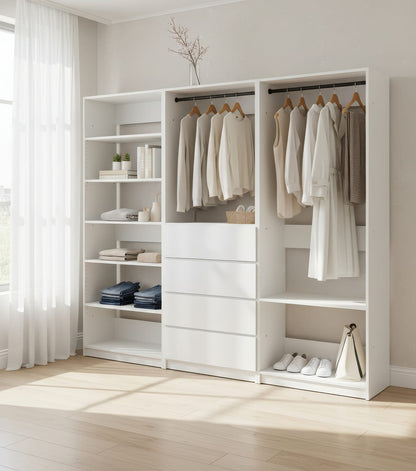 Small White Wood Closet System - Freestanding Walk In