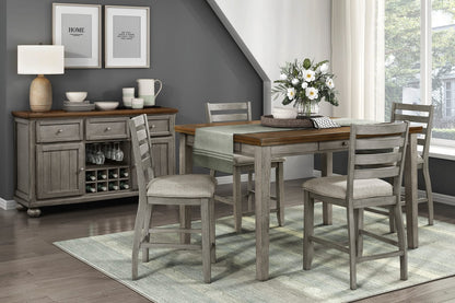 Traditional Cherry & Gray Counter Height Dining Table - Seats 6