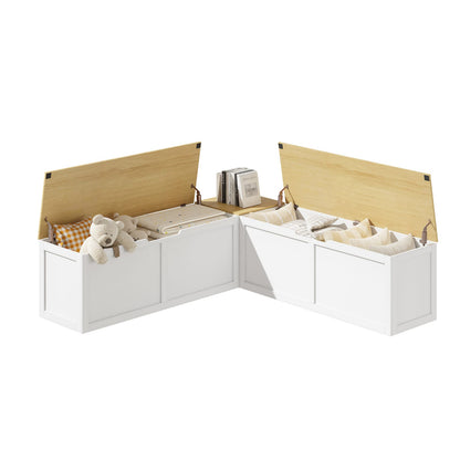 Corner Storage Bench with Large Storage Compartment for Living Room