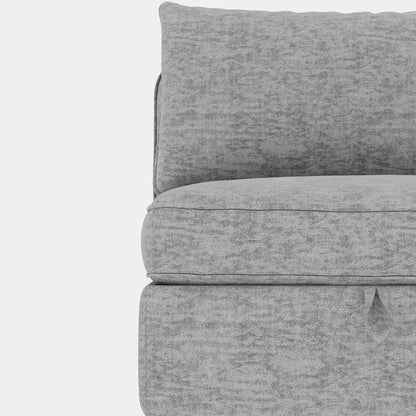 2 Seat Grey Chenille Sectional Sofa with Storage for Living Room