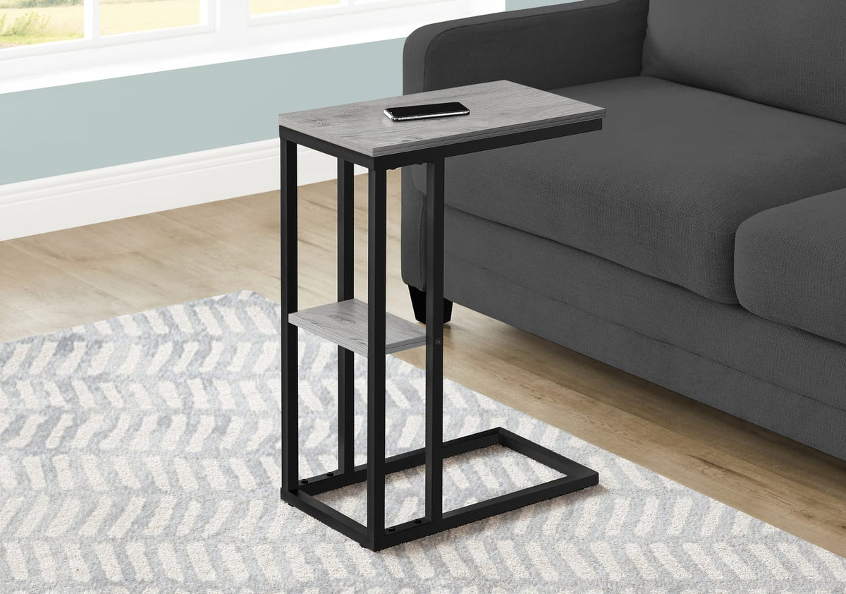 C-Shaped Accent Table - Grey & Black Metal