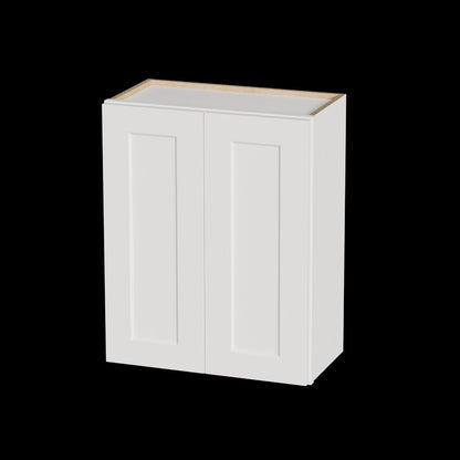 White Shaker Wall Cabinet - 24" Double Door Storage