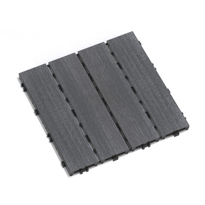 Dark Gray WPC Deck Tiles - 22 Pack for Outdoor Patio & Indoor Use