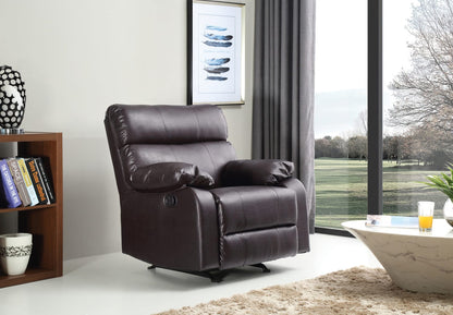 Dark Brown PU Recliner - 37" Wide Rocker for Living Room
