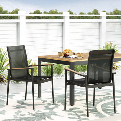 Natural Aluminum Outdoor Patio Dining Chairs Set