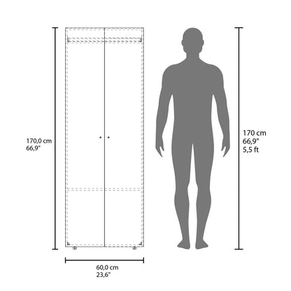 Oak 2-Door Bedroom Armoire - Modern Closet Storage