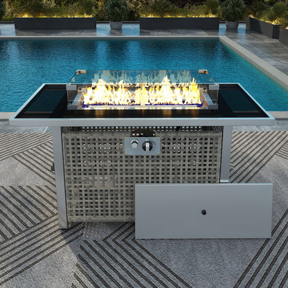K&K 43" Propane Fire Pit Table - Grey Outdoor Heating