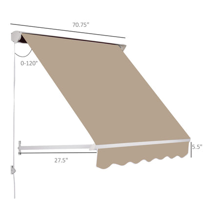Brown White Poolside Retractable Awning for Deck Shade