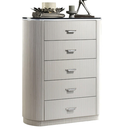 Light Gray Contemporary Chest - 5 Drawers for Bedroom