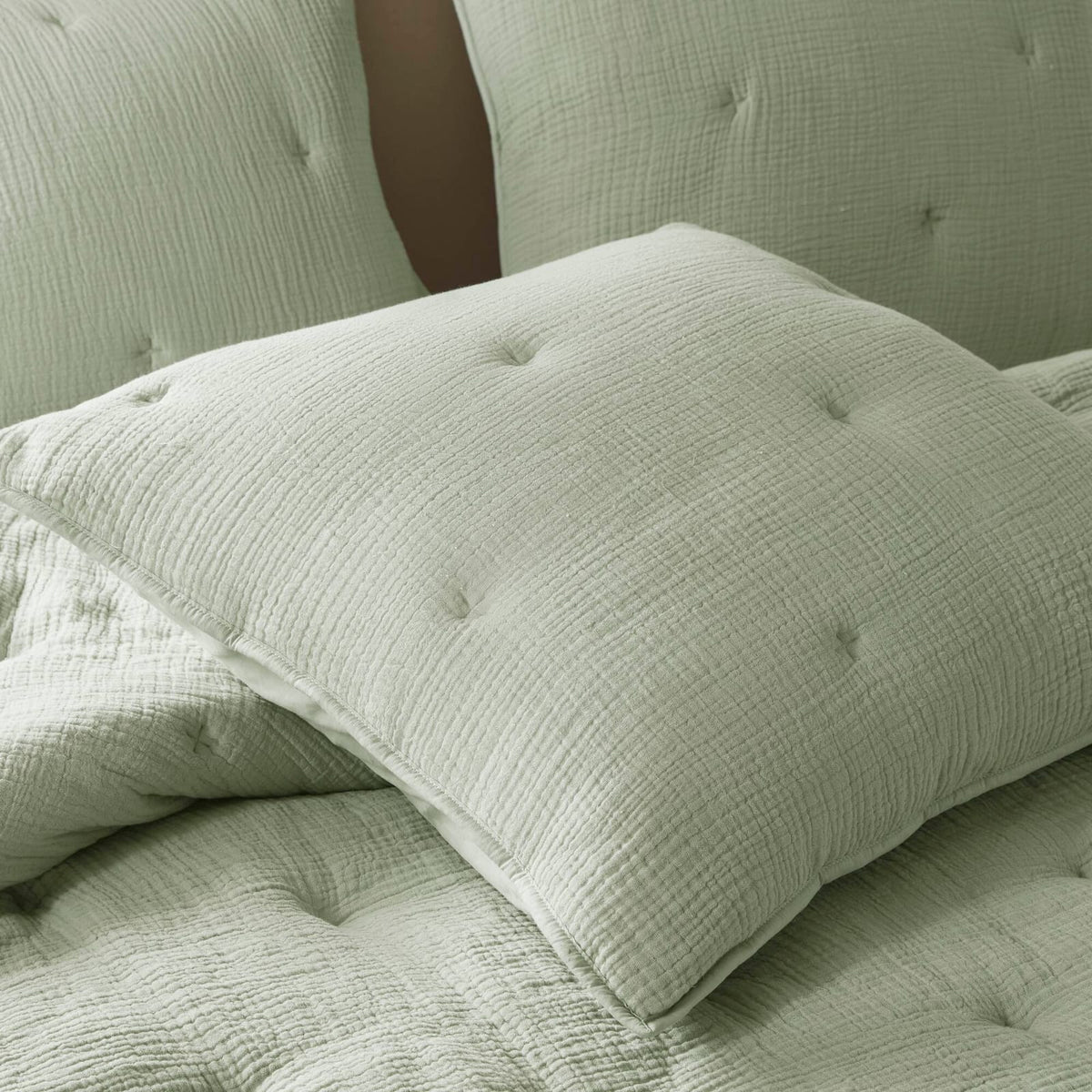 Sage Cotton Embroidered Euro Sham - 26x26 Inches