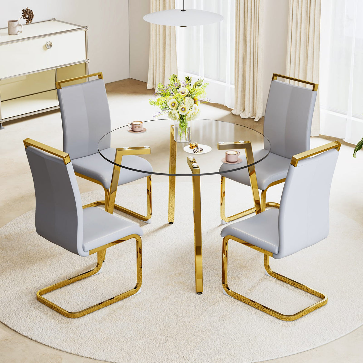 Transparent Tempered Glass Dining Table - 42" Round