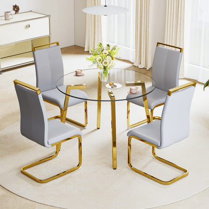 Transparent Tempered Glass Dining Table - 42" Round