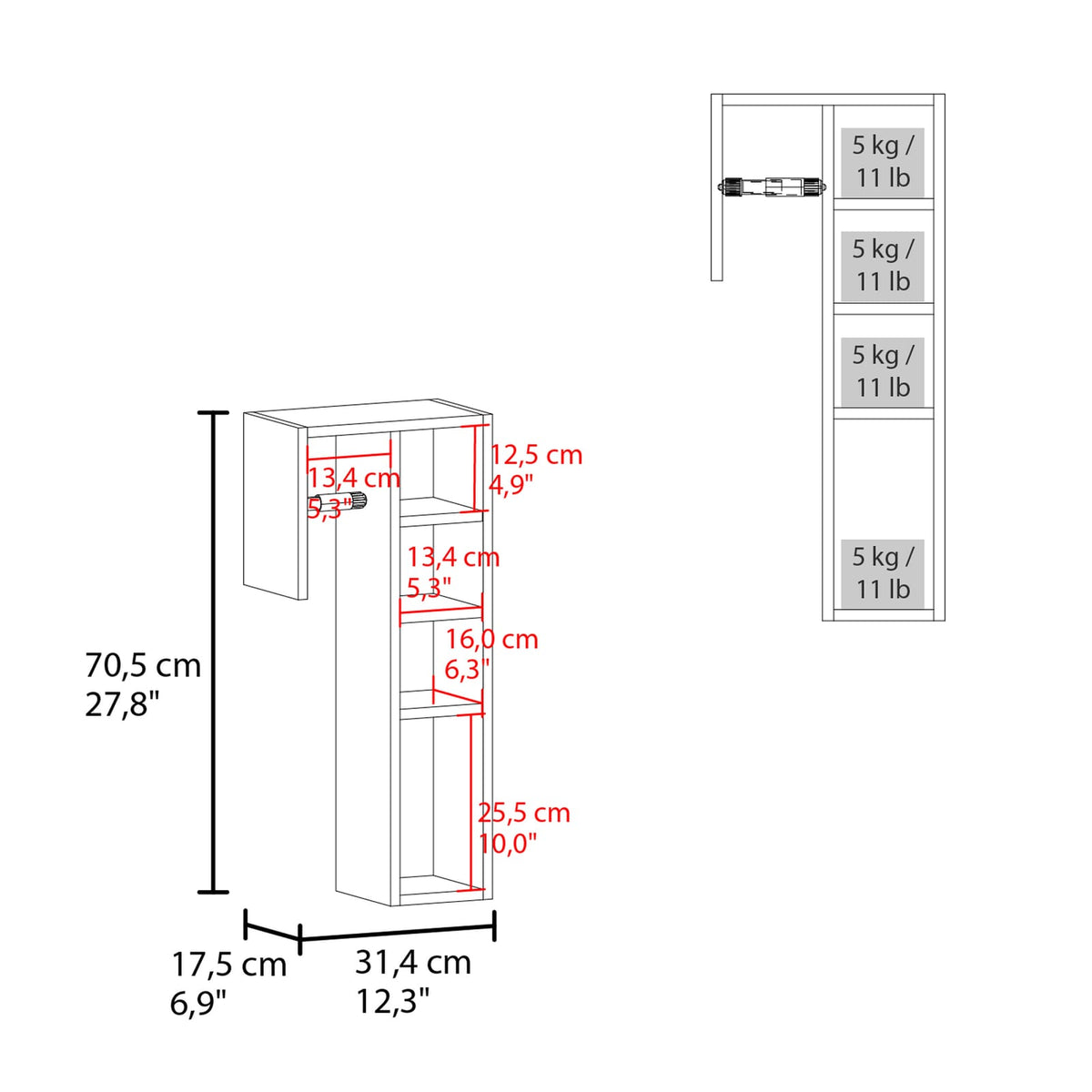 White Bathroom Storage Cabinet - 4 Shelves