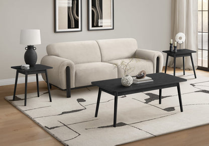 3pcs Table Set - Coffee, End, Side Tables - Black Laminate Mid Century Modern