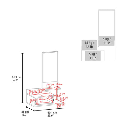 White Wall Mounted Cabinet - 13.7 x 23.6 x 36.2", Storage Unit