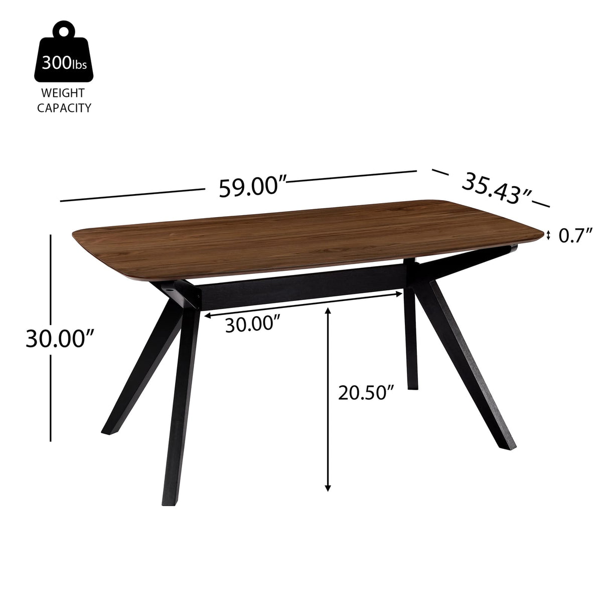 Black & Dark Walnut Dining Table Set - 5 Pieces