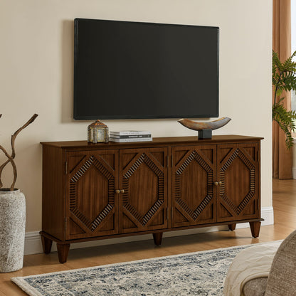 Walnut Wood Sideboard Cabinet for Kitchen Storage and Dining Room