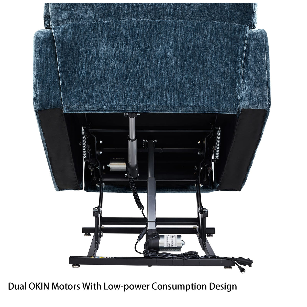 Blue Fabric Power Recliner Chair - 36" x 37"
