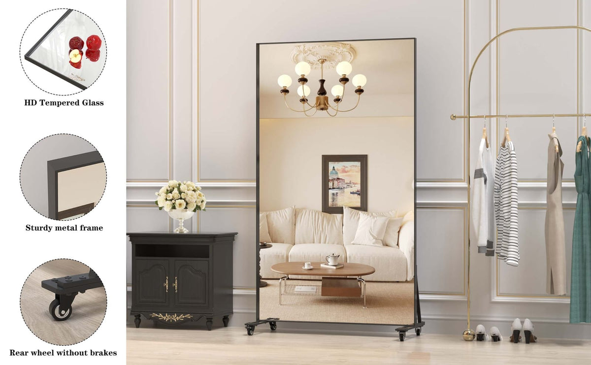 67" Full Length Mirror - Black Metal Frame