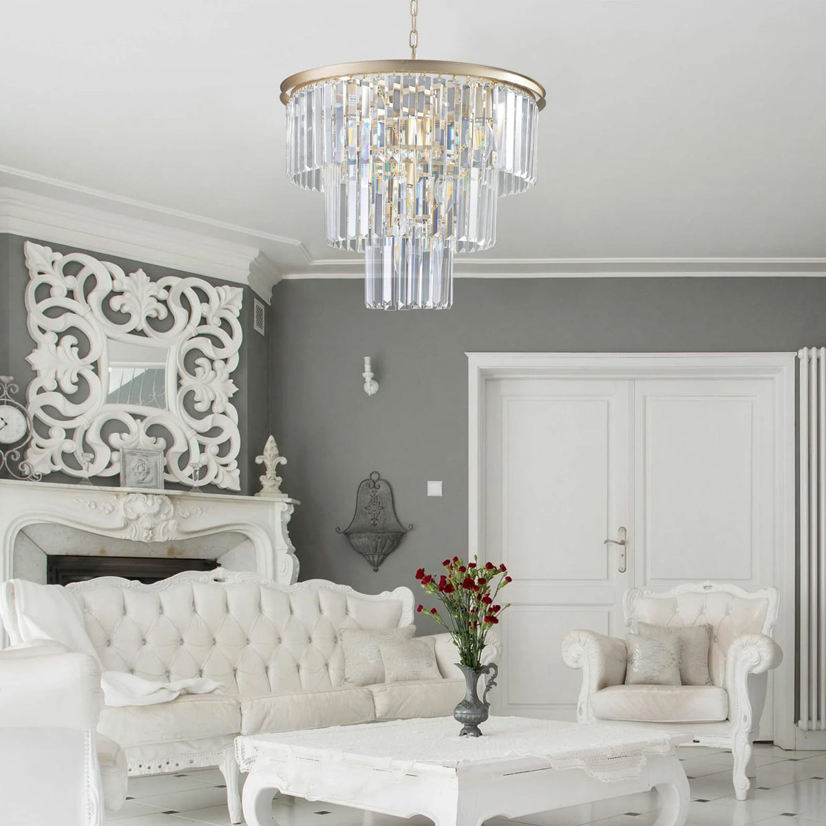 Luxury Gold Crystal Chandelier - 7 Light Pendant for Living Room Dining Bedroom