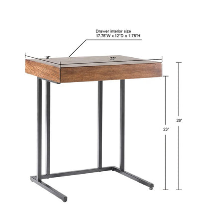 Pecan Wood Nightstand Table with Storage Drawers for Living Room