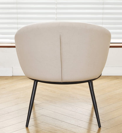 Beige Velvet Accent Chair - 27.36" Round Chair for Bedroom or Living Room