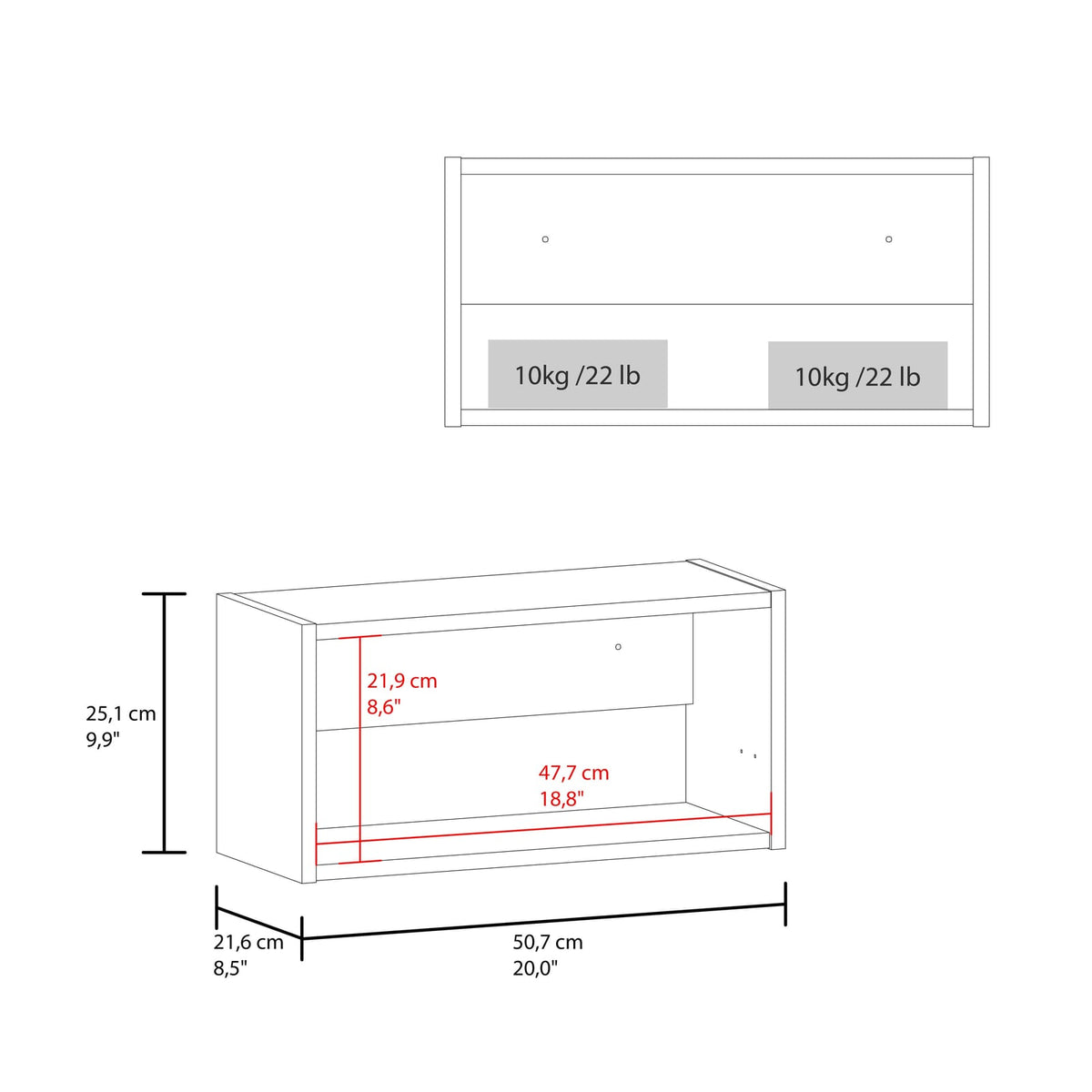 White 1-Shelf Wall Cabinet - Primary Living Space Storage for Living Room