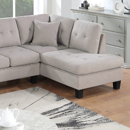 2-Piece Mushroom Fabric Sectional Sofa Set - L-Shaped, 5 Seats