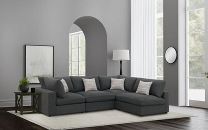 Charcoal Upholstered 4 Seat Sectional Sofa for Living Room