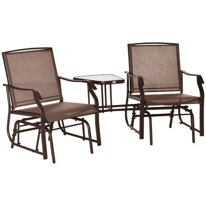 Outdoor Glider Loveseat Set with Coffee Table - Small Patio