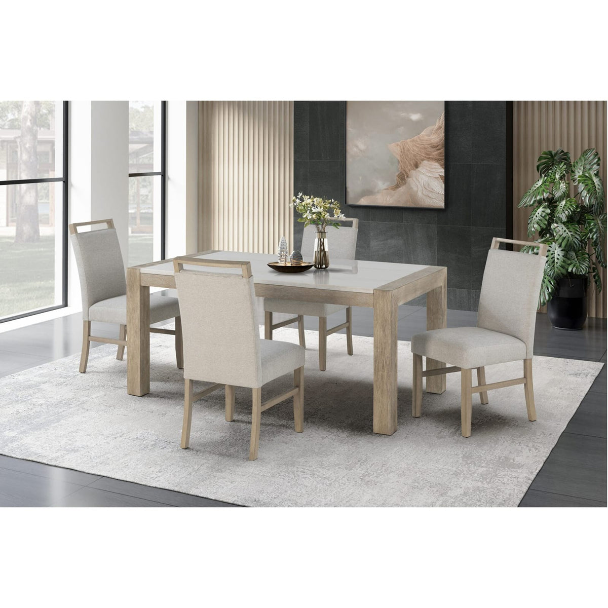 Vanilla Real Marble Dining Table - Seats 6