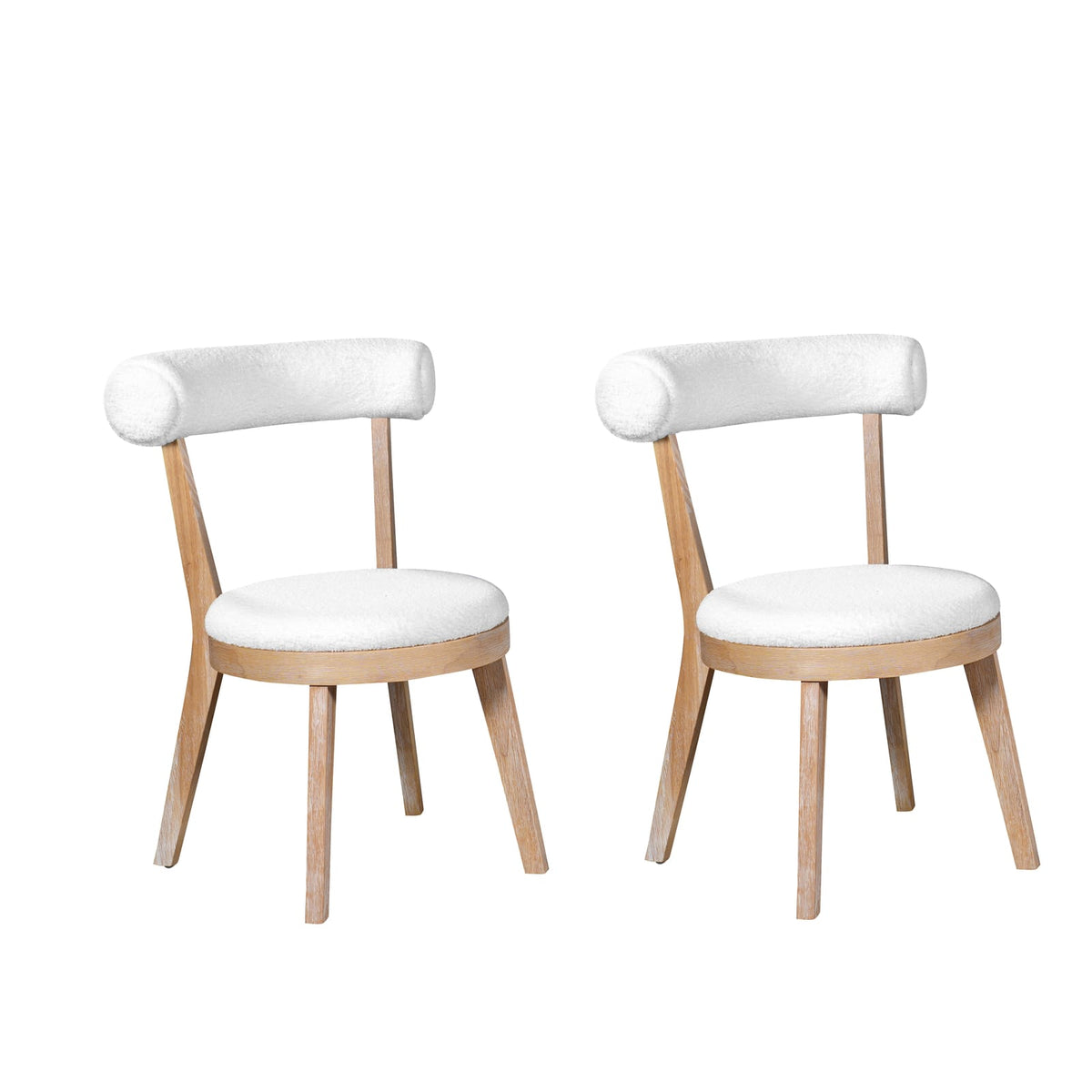 Beige Natural Upholstered Dining Chairs - Set of 2 for Dining Room