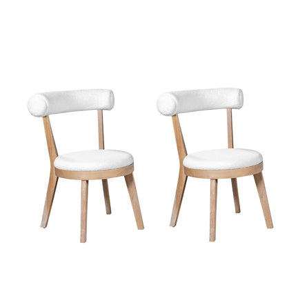 Beige Natural Upholstered Dining Chairs - Set of 2 for Dining Room