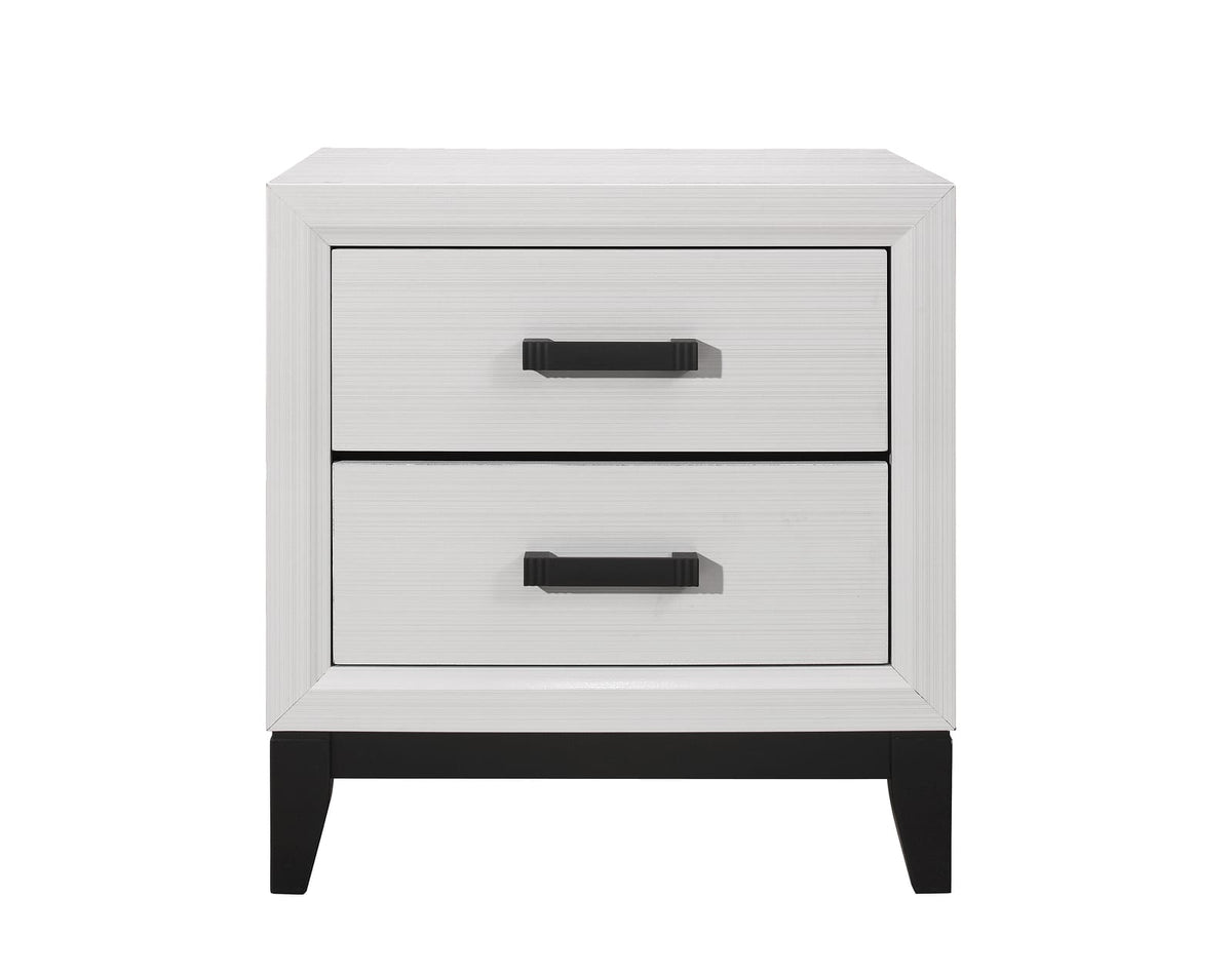 White Rubberwood Nightstand with 2 Drawers