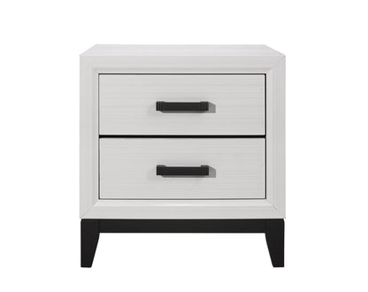White Rubberwood Nightstand with 2 Drawers