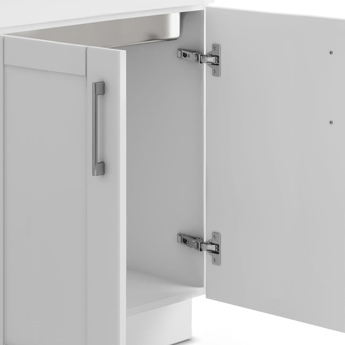 Modern Wide Shaker Laundry Cabinet - 28" White with Stainless Sink