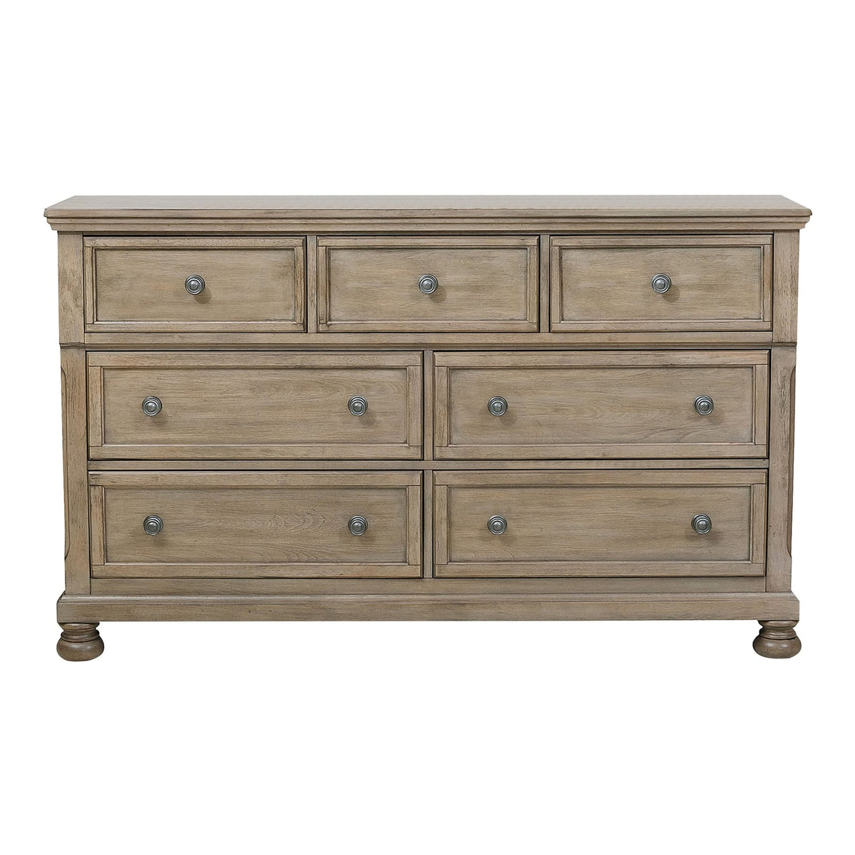 Gray Wood Dresser with 7 Drawers - Classic Bedroom Storage