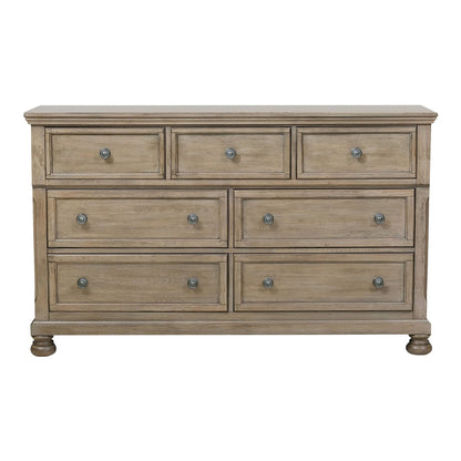 Gray Wood Dresser with 7 Drawers - Classic Bedroom Storage