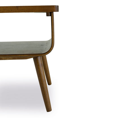 Alice End Table - Brown Solid Wood Storage Side Table