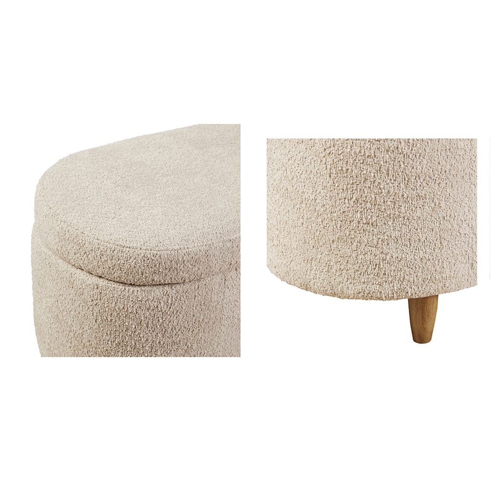 Taupe Polyester Flip Top Storage Bench - 16.5" x 48"