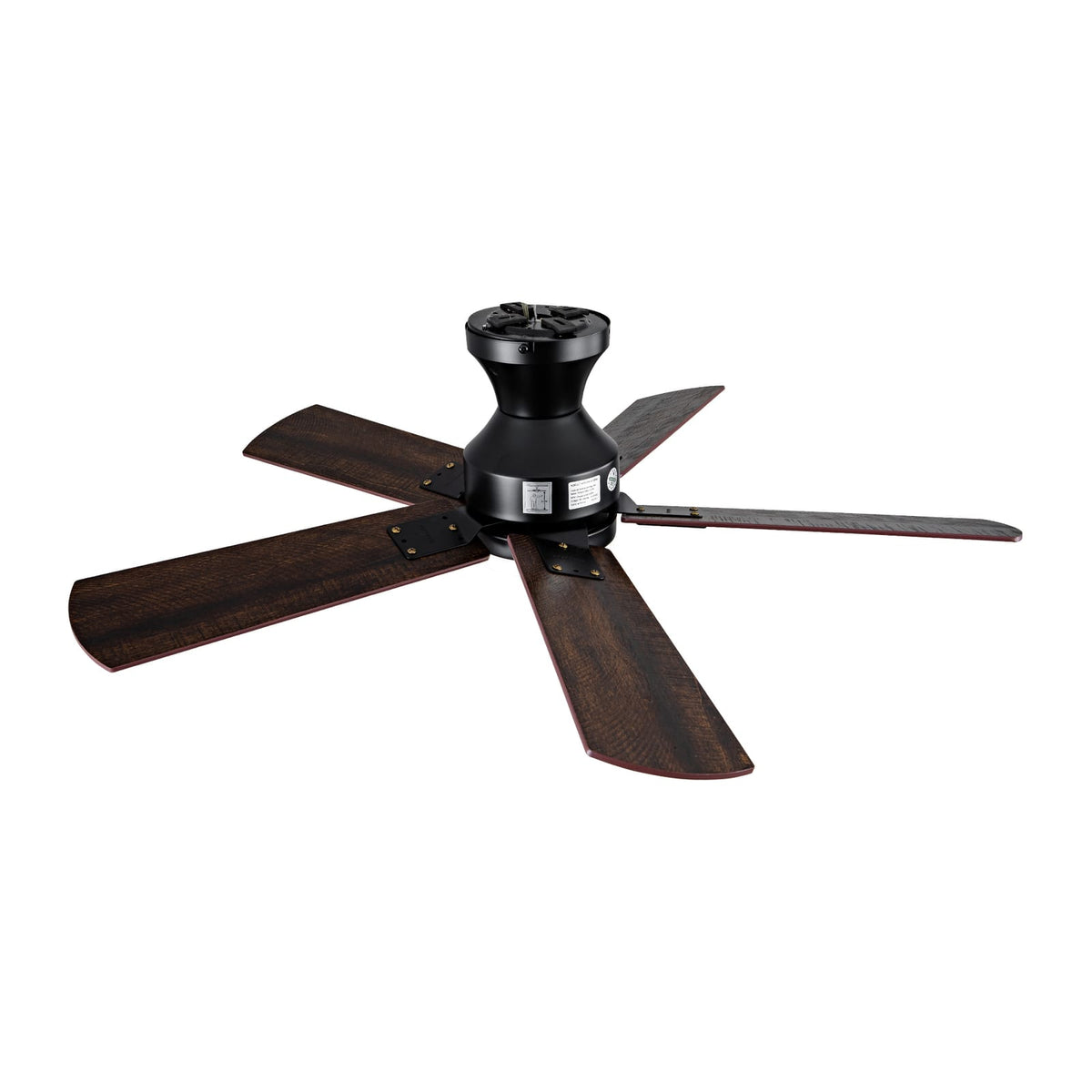 Black Solid Wood Low Profile Ceiling Fan with Light