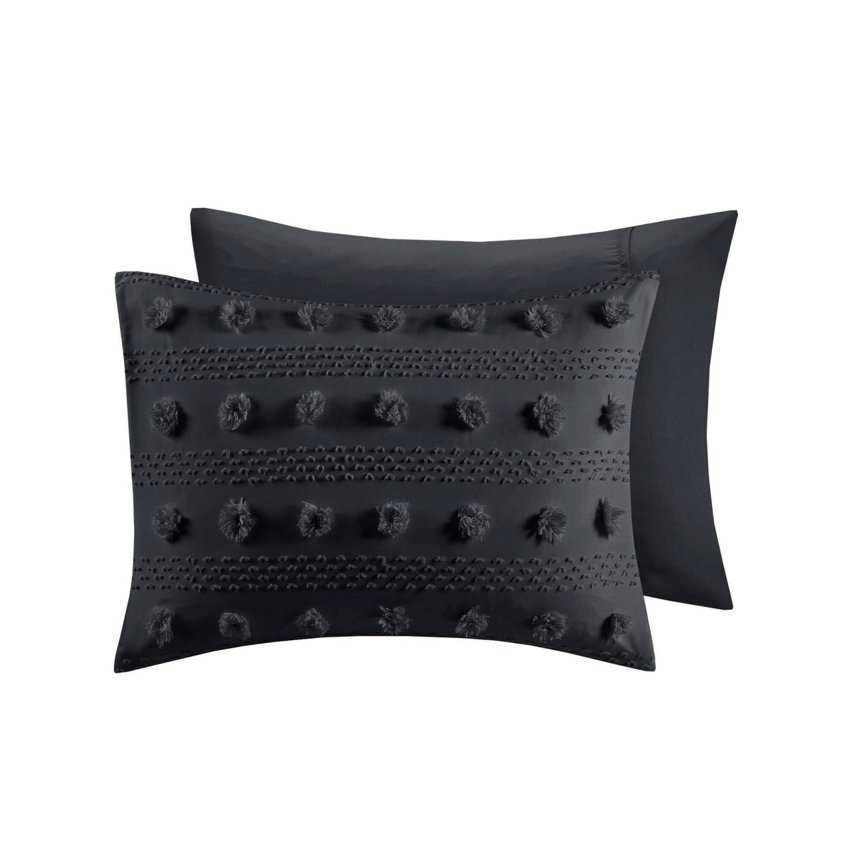 Black Clip Jacquard Duvet Cover Set - Full/Queen
