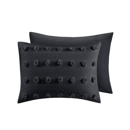 Black Clip Jacquard Duvet Cover Set - Full/Queen