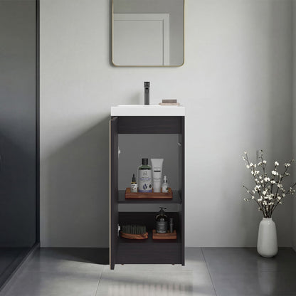 Dark Coffee Beige Bathroom Vanity with Resin Sink