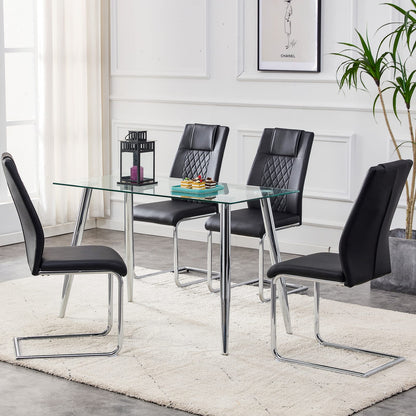 Black Dining Chairs Set of 4 - PU Leather Side Chairs